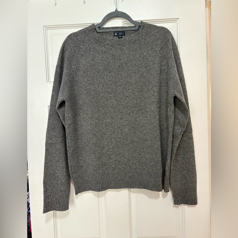 J.Crew Gray Crewneck Sweater – Men’s Medium – 100% Lambswool